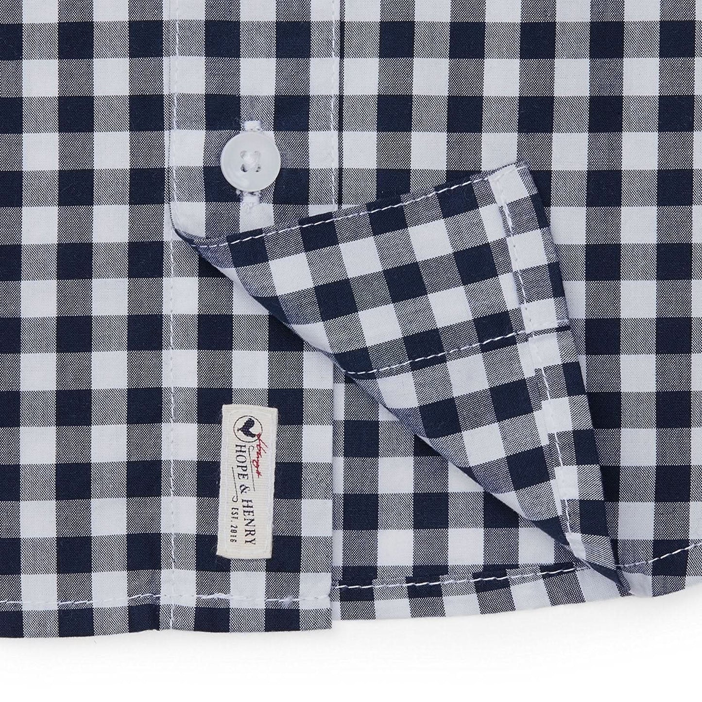 Boys Organic Poplin Button Down Shirt - Navy Gingham