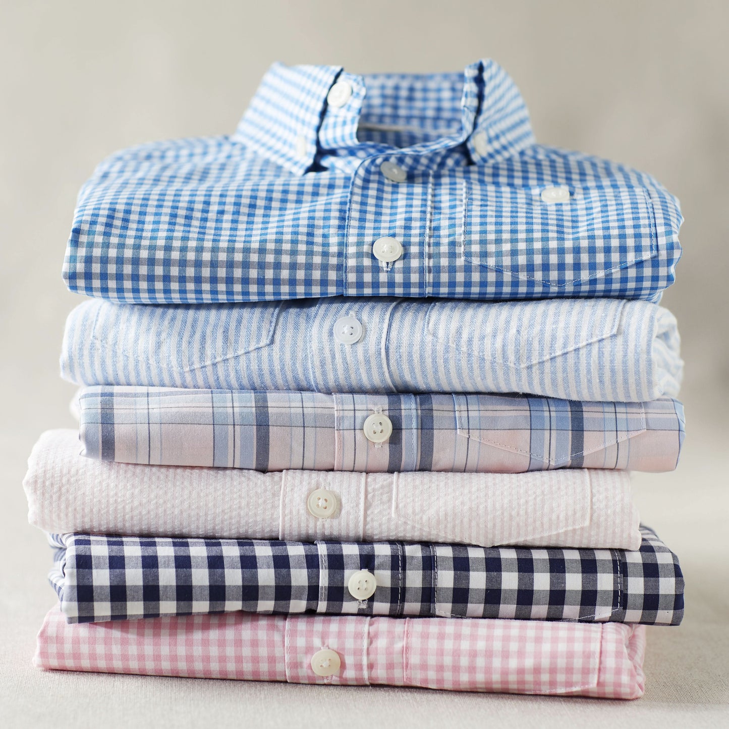 Boys Organic Poplin Button Down Shirt - Navy Gingham