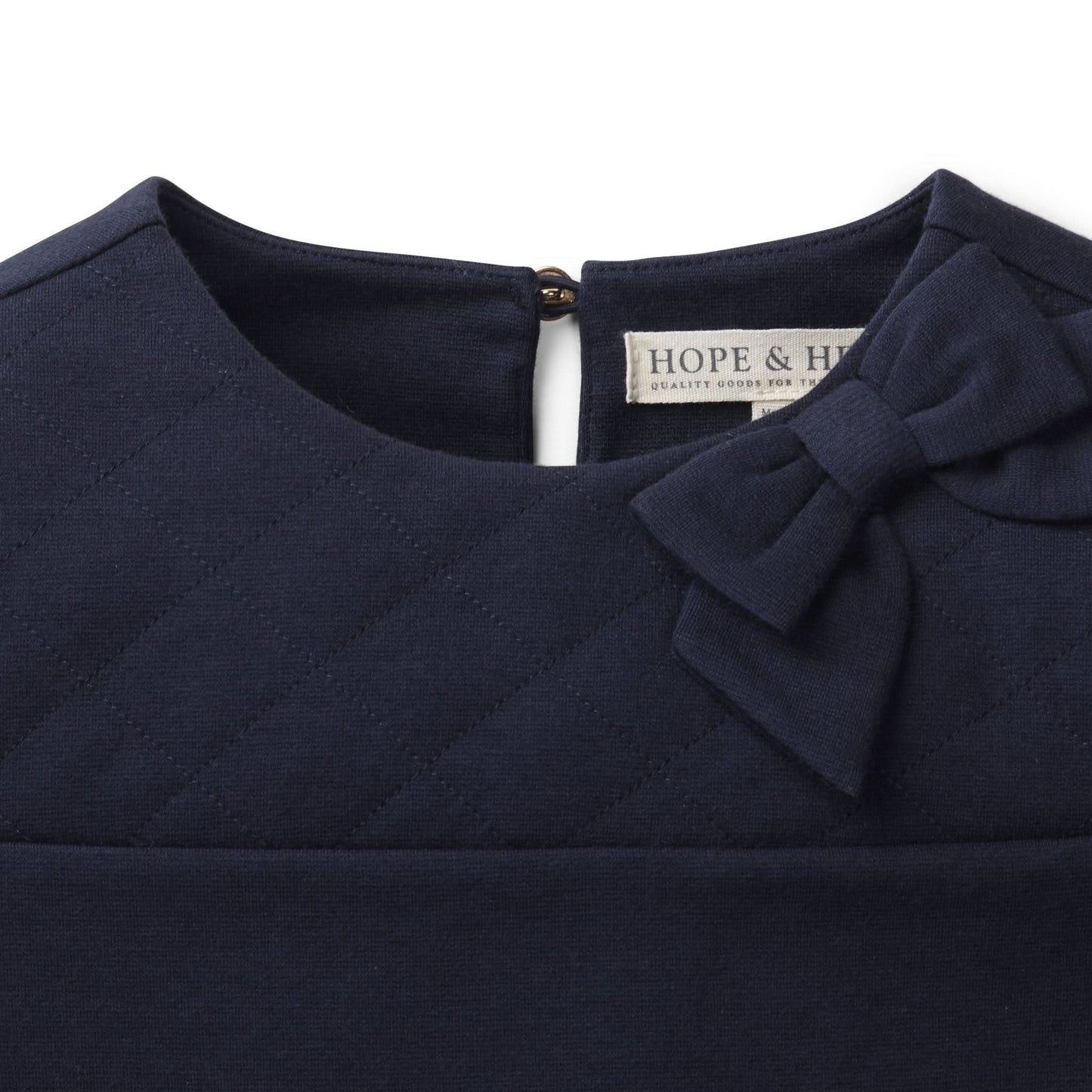 Girls Quilted Ponte Riding Dress - Navy