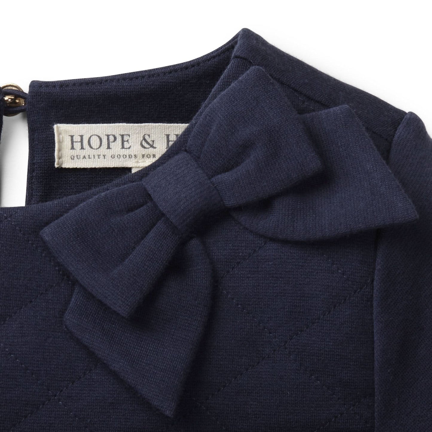 Girls Quilted Ponte Riding Dress - Navy
