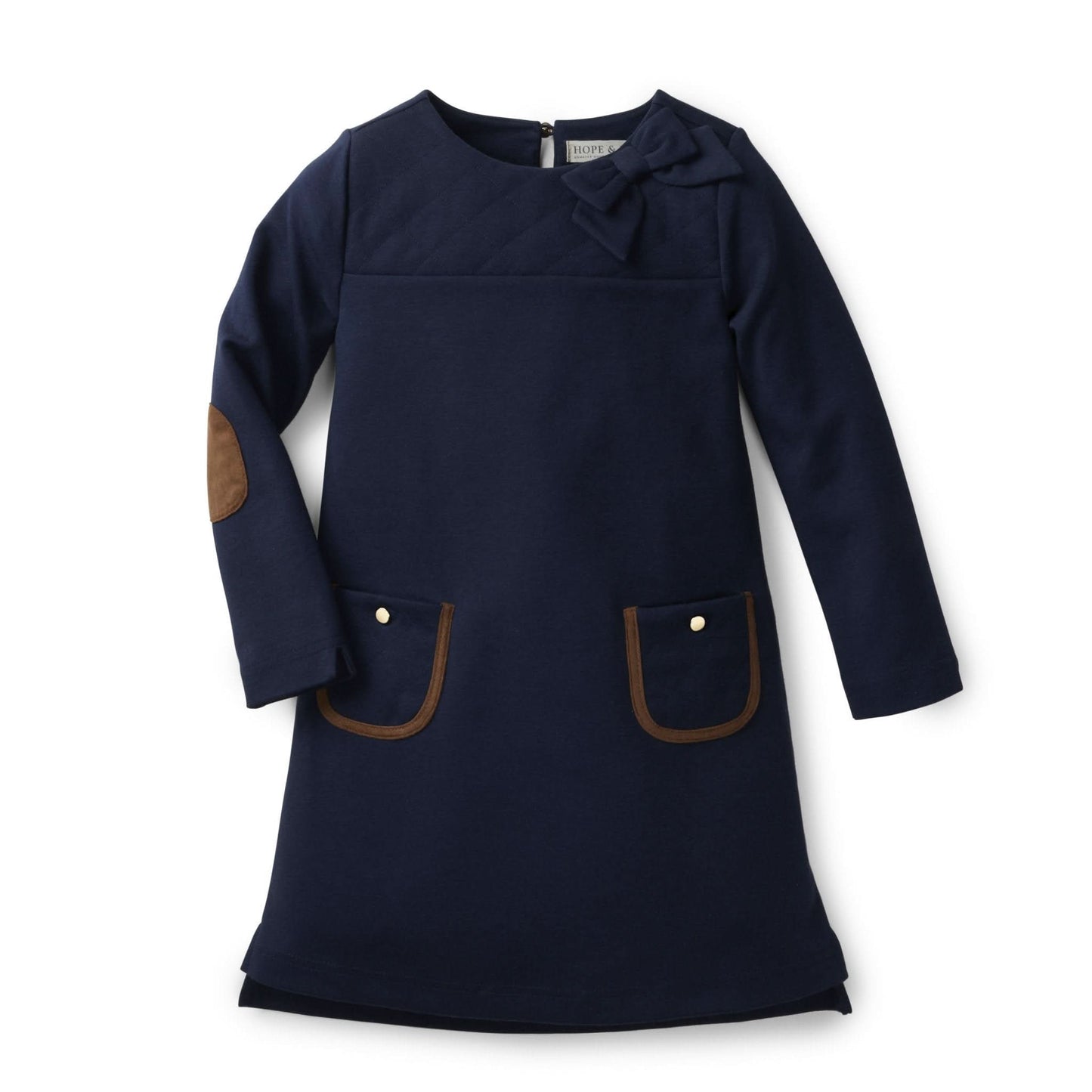 Girls Quilted Ponte Riding Dress - Navy