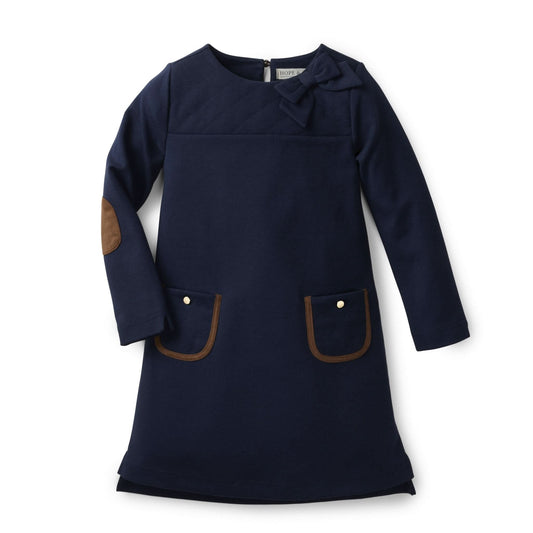 Girls Quilted Ponte Riding Dress - Navy