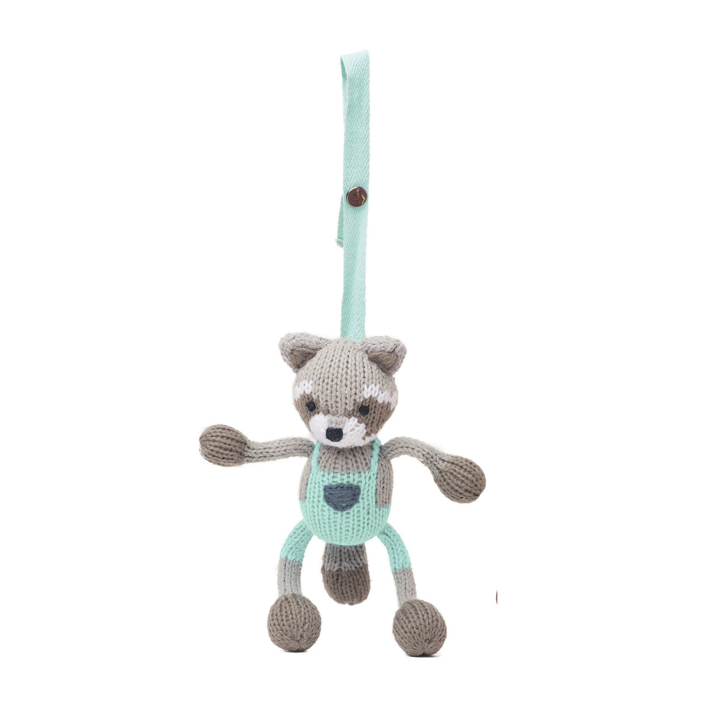 Organic Knit Stroller Toy - Ramsay the raccoon