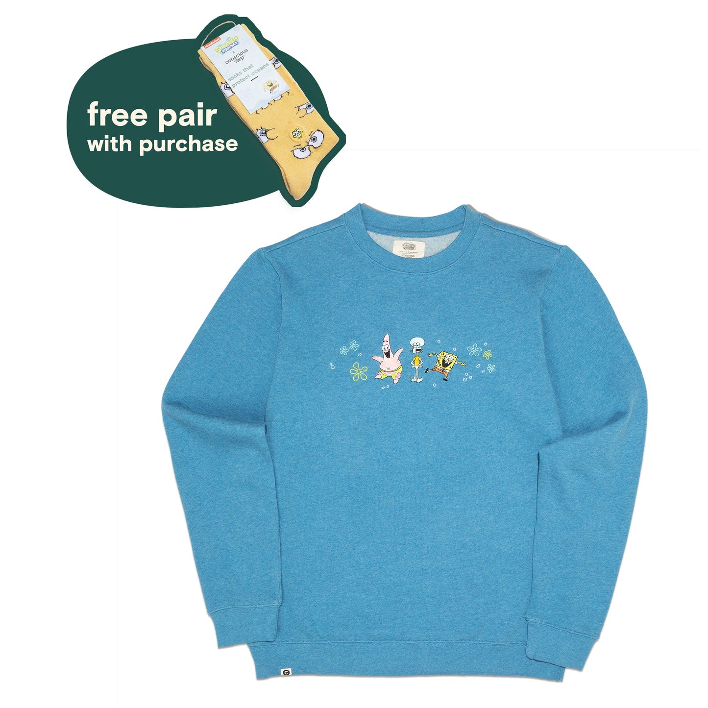 Spongebob Protect Oceans Adult Crew Sweatshirt