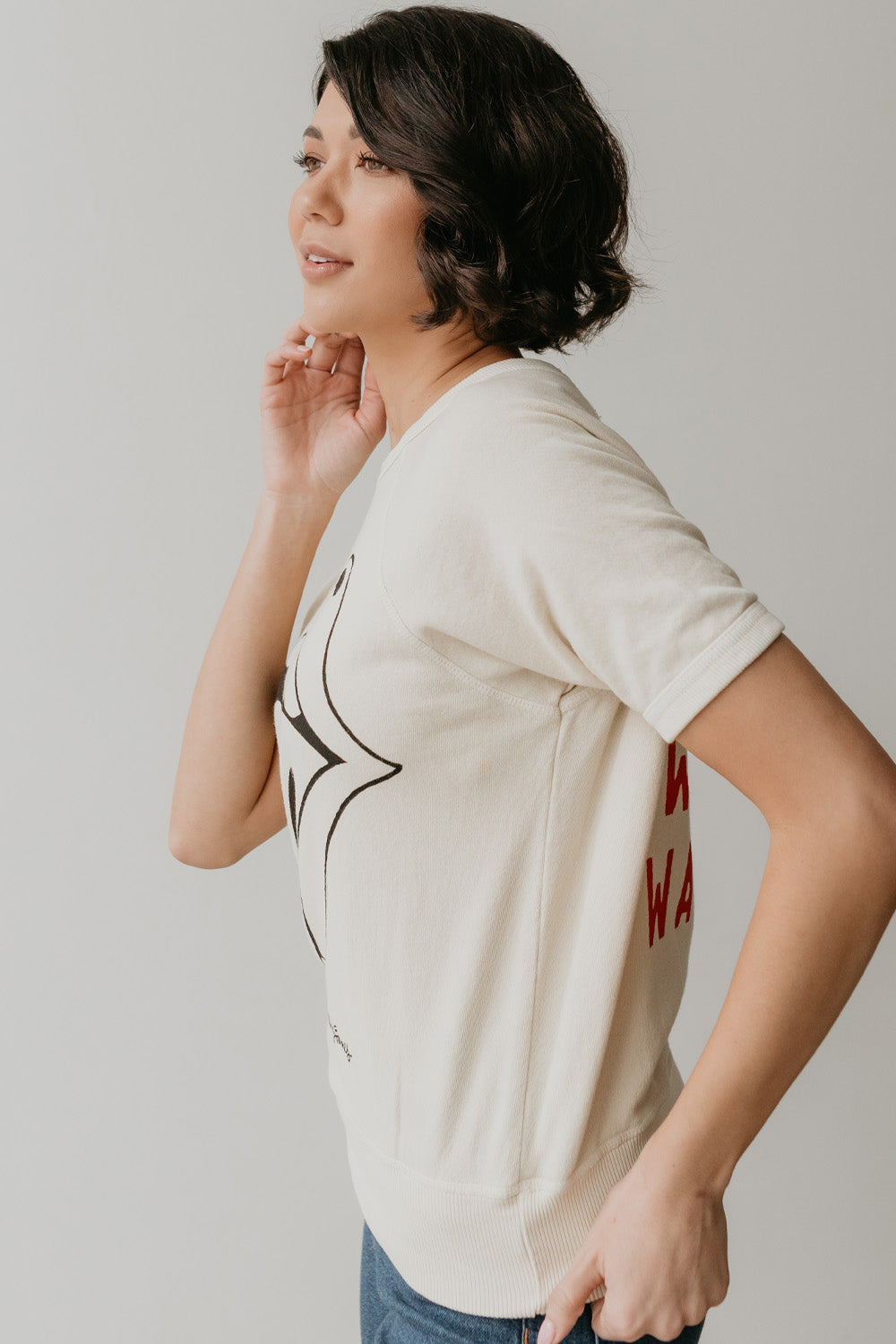 Women's Organic Rolling Stones Ivory Raglan Tee