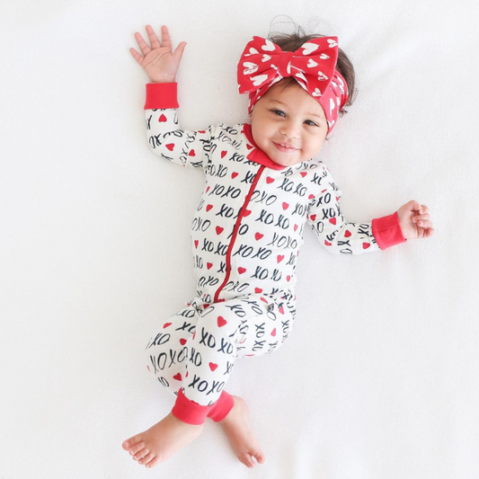 Organic Baby & Toddler Footless Zip Romper - XOXO