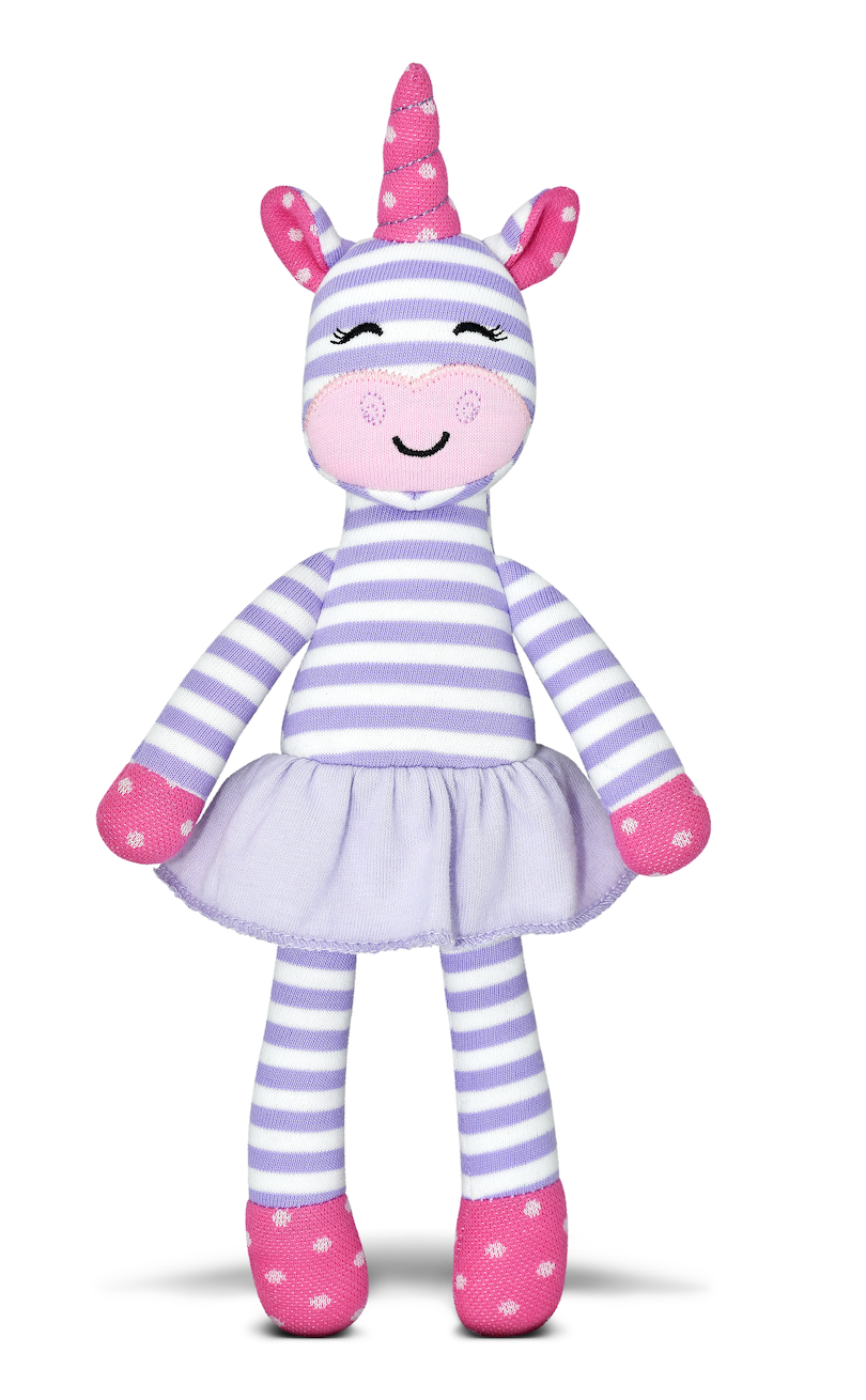 Organic Tiny Dancing Unicorn Plush - Purple Stripe