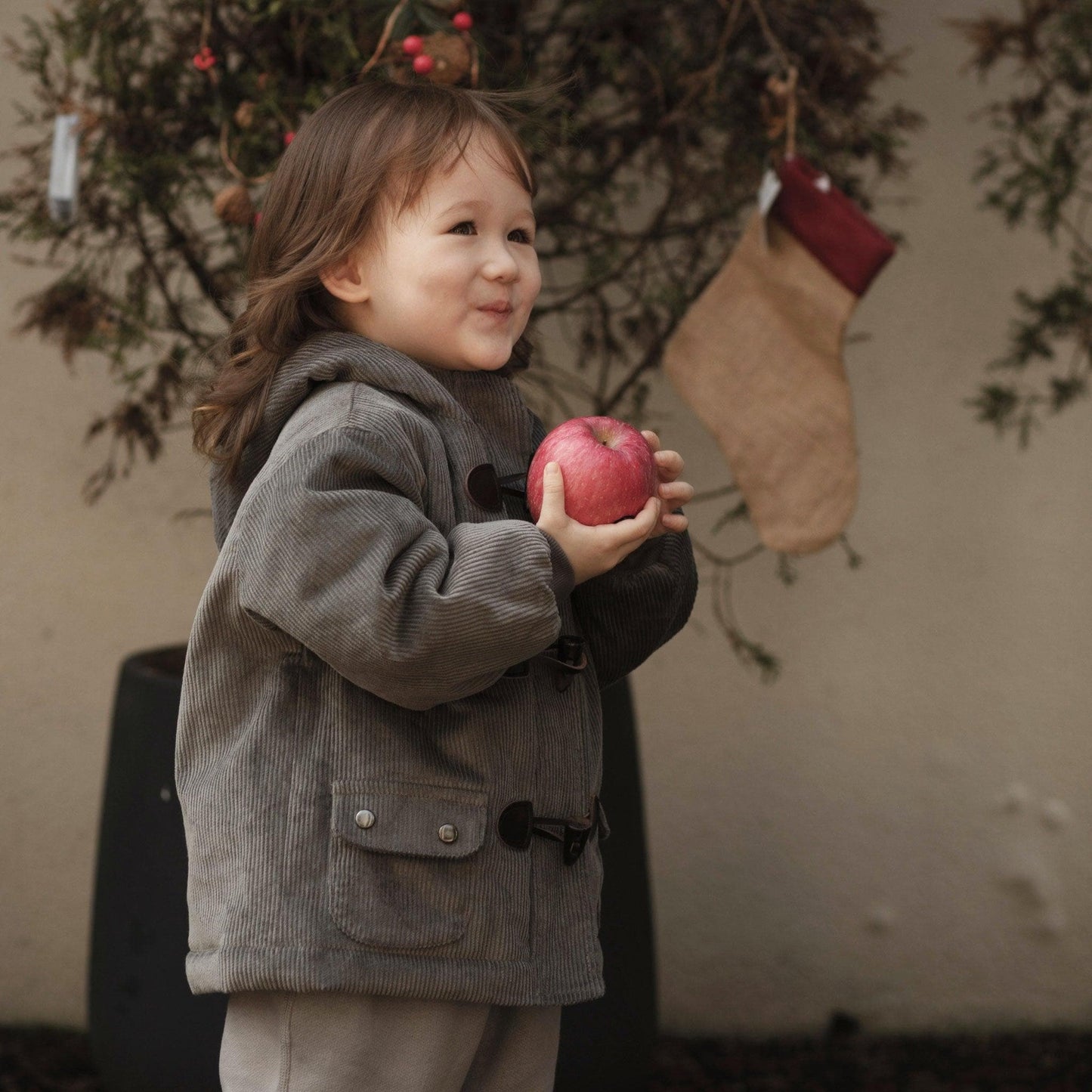 Organic Baby / Toddler Corduroy Quilted Coat - Elephant Gray