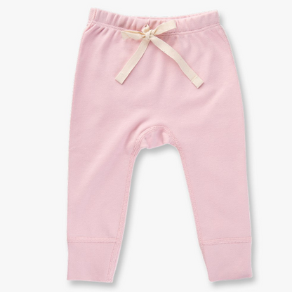 Organic Baby Pants - Heart Applique - Dusty Pink - Front View