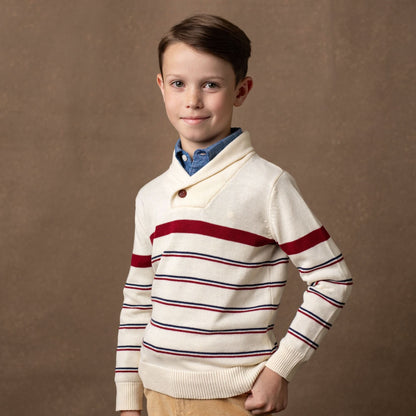 Boys Shawl Collar Organic Sweater