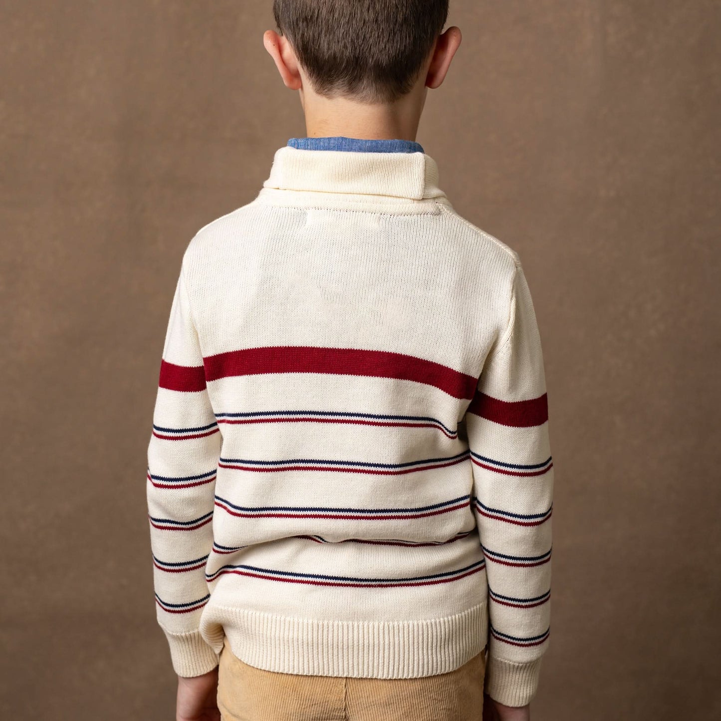 Boys Shawl Collar Organic Sweater