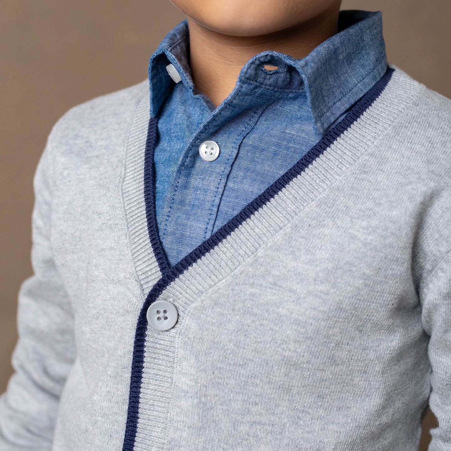 Boys Tipped Cardigan with Elbow Patches