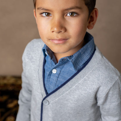 Boys Tipped Cardigan with Elbow Patches