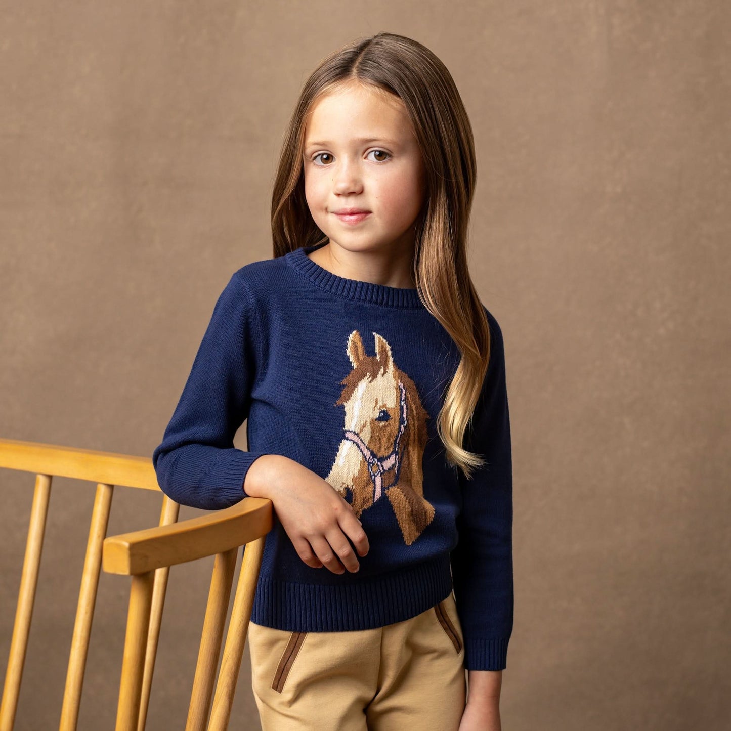 Baby Girl Horse Intarsia Pullover Sweater