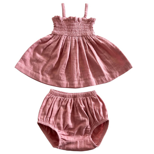 Organic Baby Dress & Cover Set - Rosy