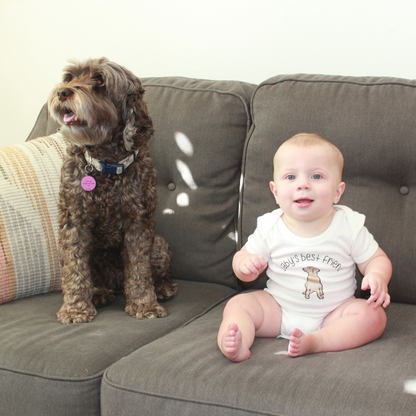 Organic Baby Bodysuit - Baby's Best Friend Dog Sibling