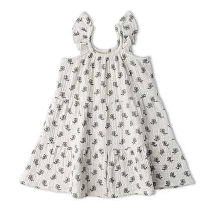 Organic Ruffle Tiered Dress - Poppy