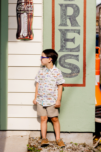 Boys Vintage Road Trip Short Sleeve Collared Shirt