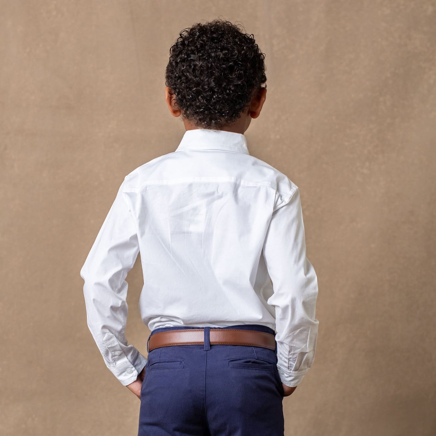 Baby Boy Stretch Poplin Organic Button Down Shirt - White