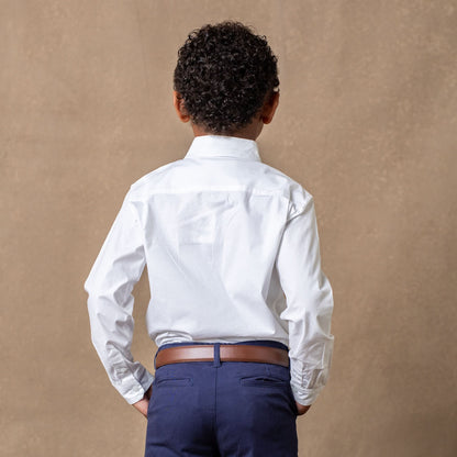Baby Boy Stretch Poplin Organic Button Down Shirt - White