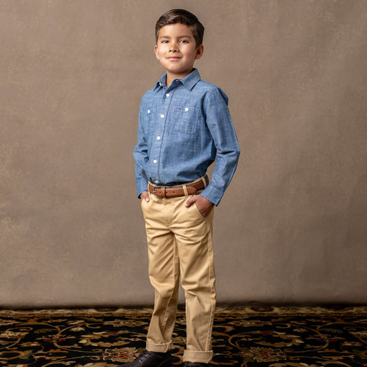Organic Stretch Twill Toddler & Kid Chino Pants - Khaki