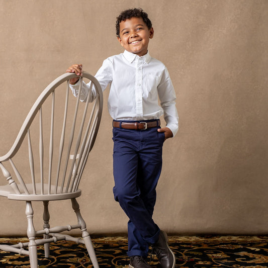 Organic Stretch Twill Toddler & Kid Chino Pants - Navy