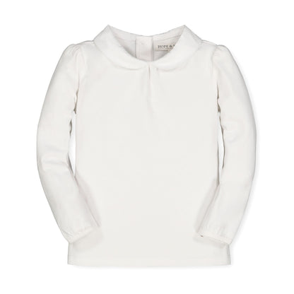 Baby Girl Organic Knit Top with Woven Collar