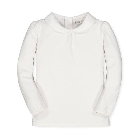 Baby Girl Organic Knit Top with Woven Collar