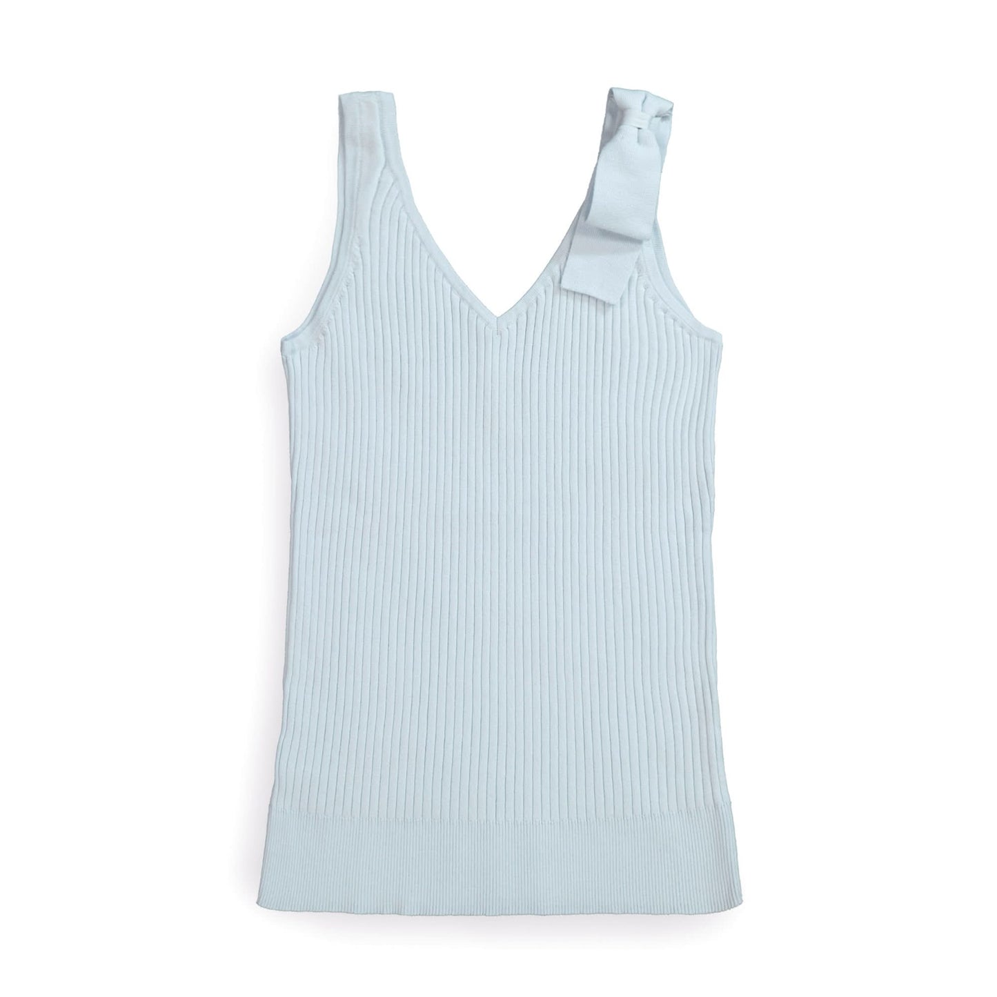 Women's V-Neck Rib Knit Tank with Bow