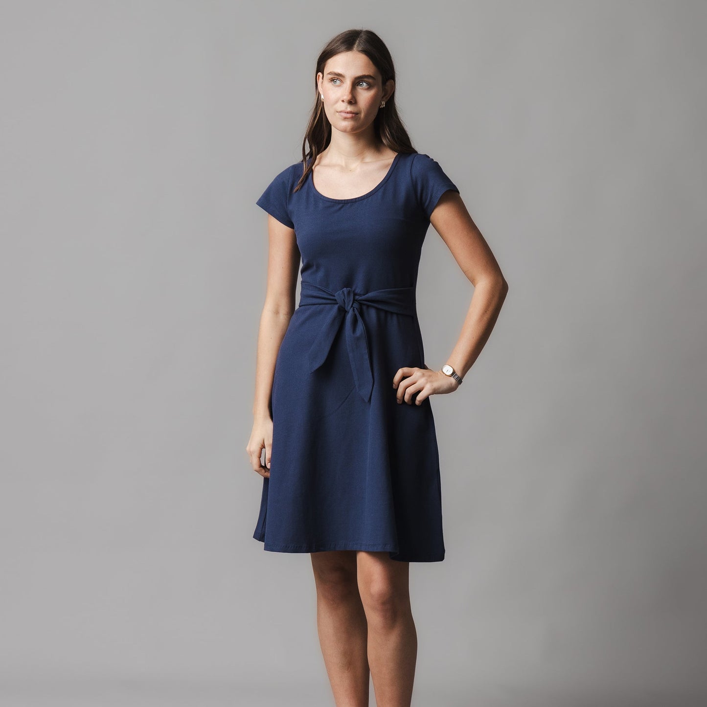 Women's Organic Tie-Waist Knit Dress