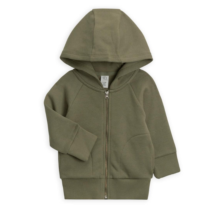 Organic Toddler Zip-Up Hoodie - Forest