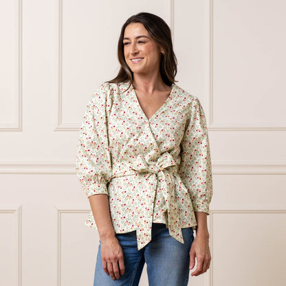 Women's Puff Sleeve Wrap Top