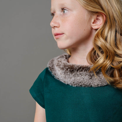 Baby Girl Fit and Flare Ponte Dress with Faux Fur