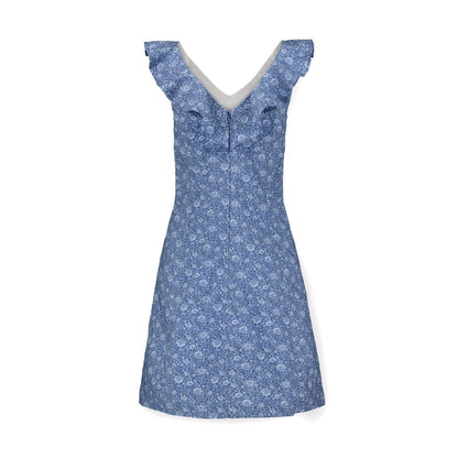 Women's V-Neck Ruffle Shift Dress