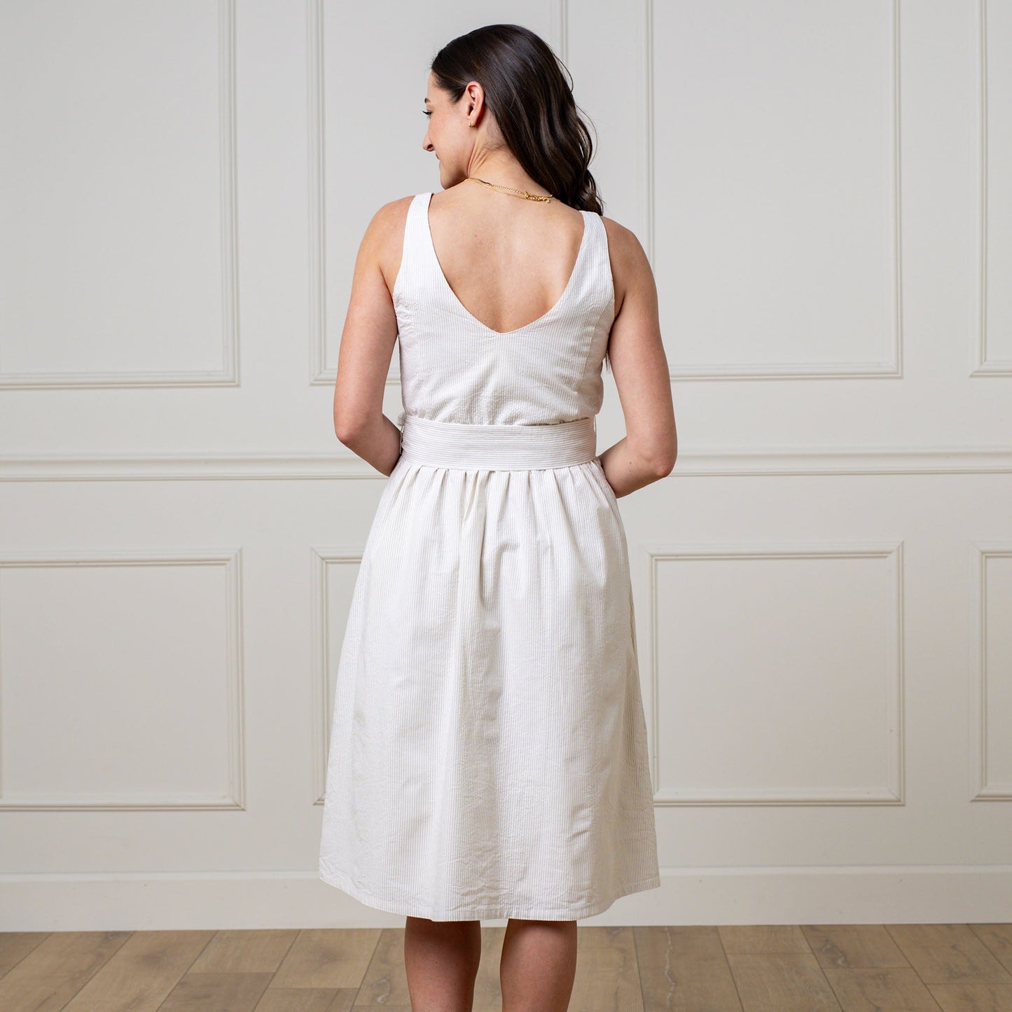 Women's A-Line Organic Dress with Sash Taupe