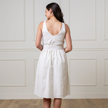 Women's A-Line Organic Dress with Sash Taupe