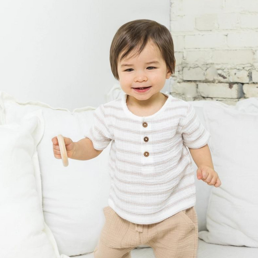 Organic Baby Henley Tee Shirt - Arley Stripe