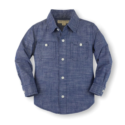 Boys Organic Chambray Button Down Shirt