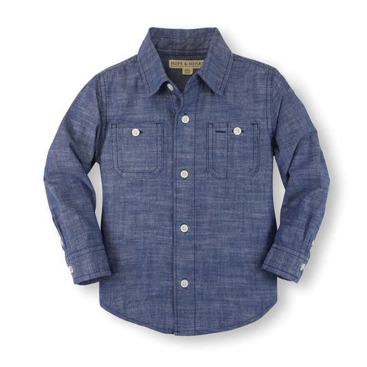 Boys Organic Chambray Button Down Shirt