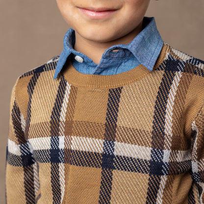 Baby Boy Crew Neck Organic Pullover Sweater