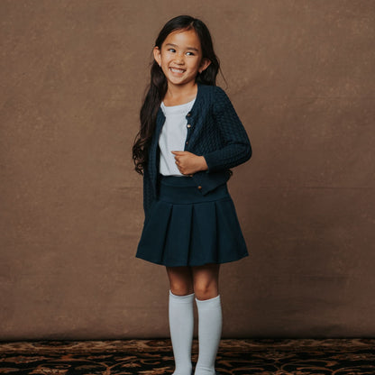 Baby Girl Classic Cable Organic Cardigan - Navy