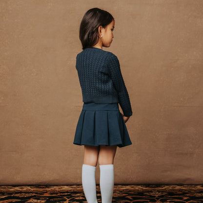 Baby Girl Classic Cable Organic Cardigan - Navy