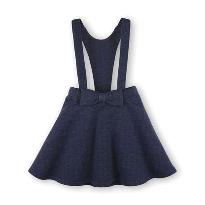 Girls Fleece Bow Front Suspender Skirt