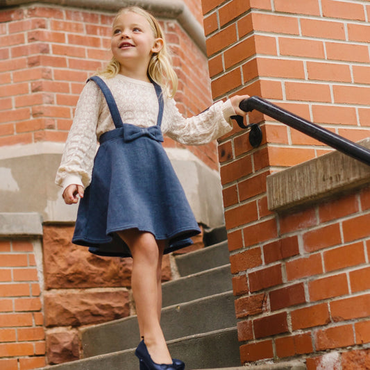 Girls Fleece Bow Front Suspender Skirt