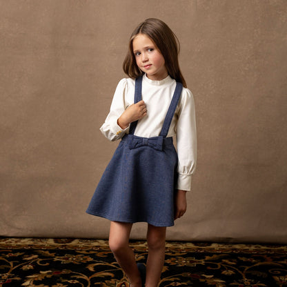 Girls Fleece Bow Front Suspender Skirt