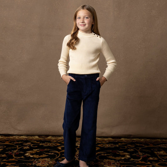 Girls Organic Straight Leg Corduroy Pant - Navy