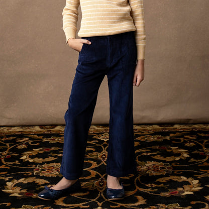 Girls Organic Straight Leg Corduroy Pant - Navy