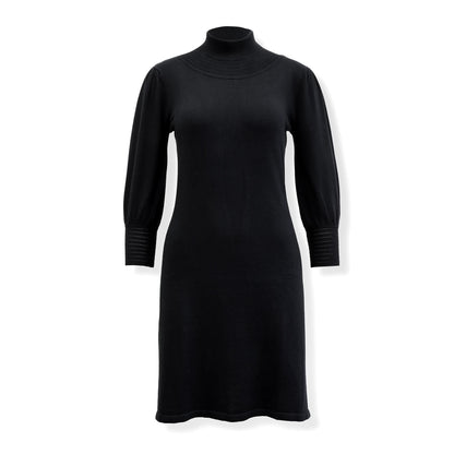 Women's Mock Neck Puff Sleeve Sweater Dress