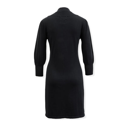Women's Mock Neck Puff Sleeve Sweater Dress