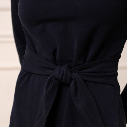 Organic Women's Long Sleeve Tie-Waist Knit Dress